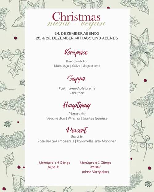 Weihnachtsmenü vegan 2026
